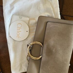 Chloé Taupe Leather and Suede Faye Crossbody